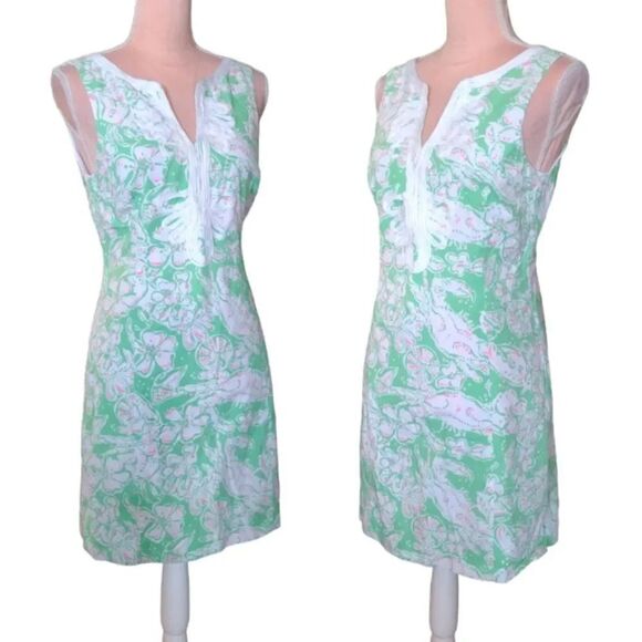 Lilly Pulitzer Y2K Discontinued Green Beach Bach Mini Janice Dress Size 6 - Picture 4 of 13